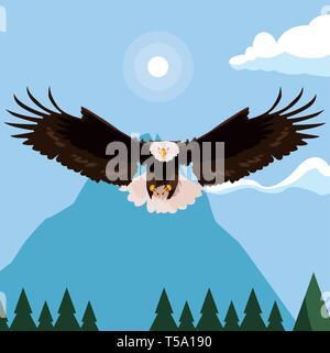 beautiful eagle flying in the snowscape majestic bird vector ...