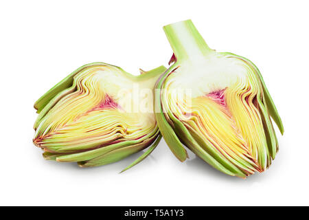 Fresh Artichokes half isolated on white background closeup Stock Photo