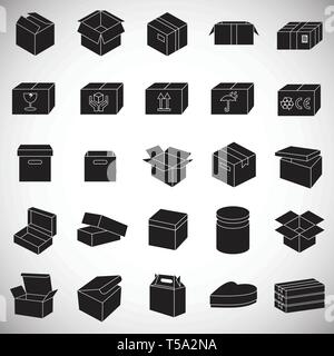 Boxes icons set on white background for graphic and web design. Simple vector sign. Internet concept symbol for website button or mobile app. Stock Vector