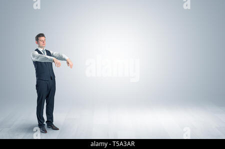 Zombi, sleepy maniac businessman walking in a copy space Stock Photo ...