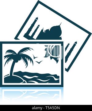 Two travel photograph icon. Shadow reflection design. Vector illustration. Stock Vector