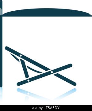 Sea beach recliner with umbrella icon. Shadow reflection design. Vector illustration. Stock Vector