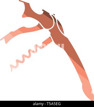 Waiter corkscrew icon. Flat color design. Vector illustration. Stock Vector