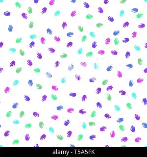 Multicolored hand prints. Seamless pattern background. Vector illustration design. Stock Vector