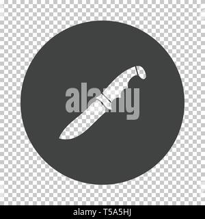 Hunting knife icon. Subtract stencil design on tranparency grid. Vector illustration. Stock Vector