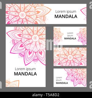 Mandala pattern design template. May be used for Business card or booklet, banner, book cover. illustration. Stock Vector
