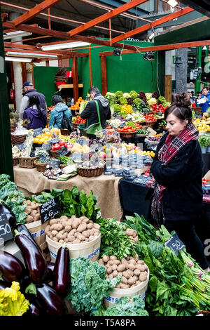 Fresh fruit and vegetables on sale in Borough Market in London. Stock Photo