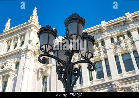 View of a vintage street lamp, Madrid, Spain. Close-up Stock Photo