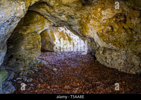 Cave in the light of day. Stock Photo