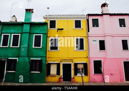 Colourful houses, Burano, Venice, Italy. Stock Photo