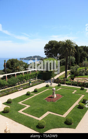 Gardens, Ephrussi de Rothschild Villa, Saint Jean Cap Ferrat, Cote d'Azur, French Riviera, Alpes-Maritimes, France, Europe Stock Photo