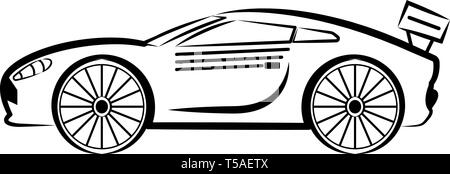 Side view of a racing car sketch Stock Vector