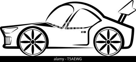 Side view of a racing car sketch Stock Vector