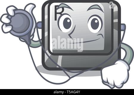 Doctor R button installed on cartoon keyboard Stock Vector