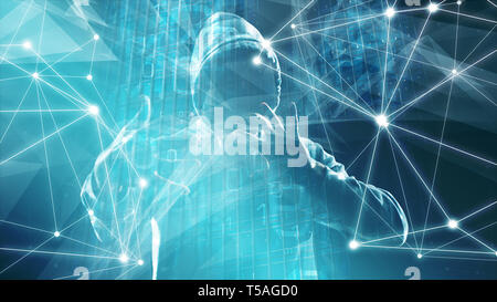 New digital big data attack in computer software innovation, binary code zero one digits background, cyber crime Stock Photo