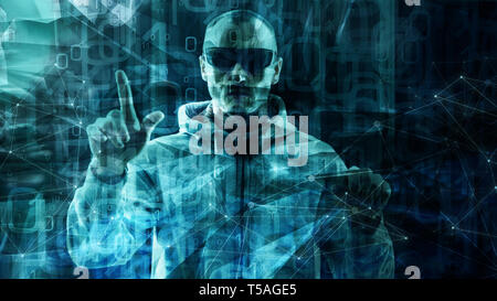 Cyber attack in cyber attacks and deep learning symbol concept, creative conception Stock Photo