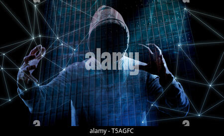 Algorithm for data attack threat, bank scam in cyber attack Stock Photo