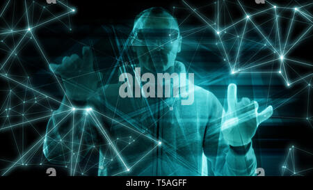 Phishing attack threat, bank scam in cyber space, computer binary code numbers Stock Photo