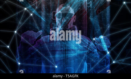 Artificial intelligence project, graphic modern design concept, random binary code Stock Photo