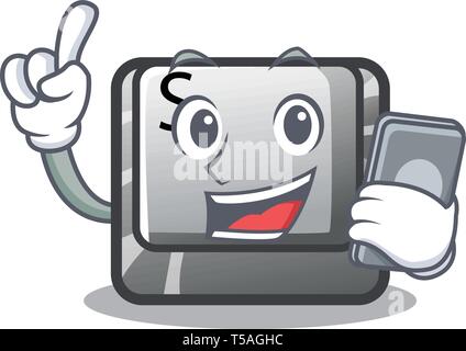 With phone button S in the cartoon shape Stock Vector