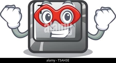 Super hero T button installed on character computer Stock Vector