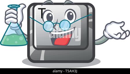 Professor T button installed on character computer Stock Vector