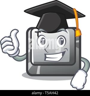 Graduation T button installed on character computer Stock Vector