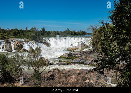 Khone Phapheng Falls on the Mekong River in southern Laos. Stock Photo