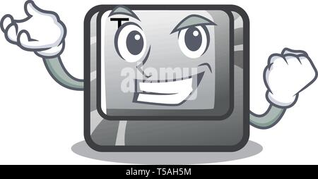 Successful T button installed on character computer Stock Vector