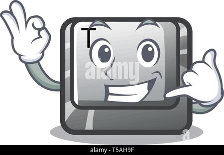 Call me button T in the mascot shape Stock Vector
