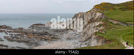 Secluded Rockham Beach at North Morte, Woolacombe, Devon Stock Photo