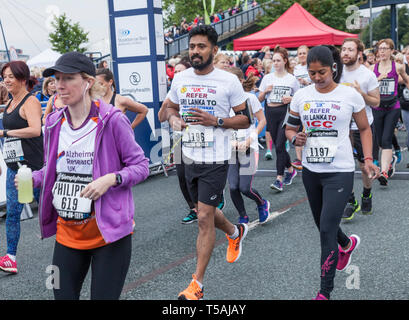 The runners set off in the Simplyhealth Great Tees 10 K race at the Riverside Road,Stockton on Tees,England,UK Stock Photo