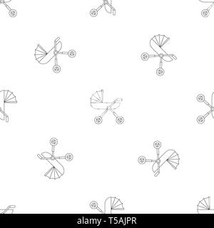 Baby pram carriage pattern seamless vector repeat geometric for any web design Stock Vector