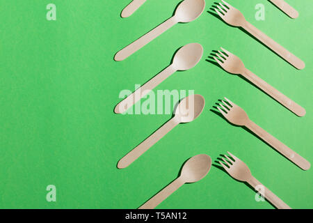 a set of wooden forks and spoons, copy space, creativity concept Stock Photo