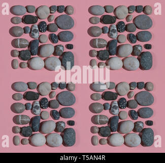 four squares from stones . top view photo. geometry concept. unusual art. creativity Stock Photo