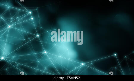 Triangles and circles algorithm, background digital connections, tech digital wireframe concept with lines, modern technology composition Stock Photo