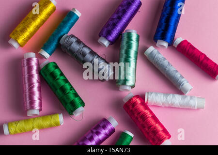 multicolored threads lying on the table. sale, business concept Stock Photo
