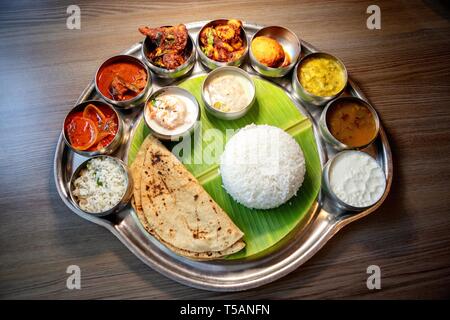 South Indian Vegetarian Thali Stock Photo