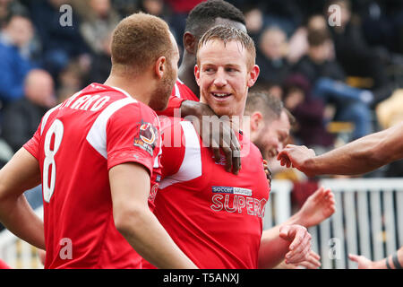 Adam Rooney celebrates his goal for Salford City FC. Stock Photo