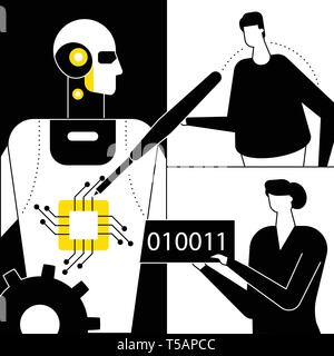 Artificial intelligence - flat design style vector illustration Stock Vector