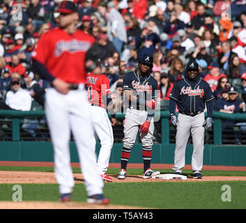 Atlanta Braves left fielder Ronald Acuna Jr. (13) and Braves mascots Blooper  have fun in the dugout before am baseball game against the Miami Marlins  Tuesday, July 31, 2018 in Atlanta. (AP