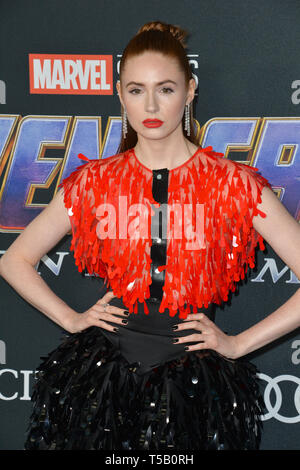 Los Angeles, USA. 22nd Apr, 2019. LOS ANGELES, USA. April 22, 2019: Karen Gillan at the world premiere of Marvel Studios' 'Avengers: Endgame'. Picture: Paul Smith/Featureflash Credit: Paul Smith/Alamy Live News Stock Photo