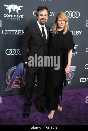 Los Angeles, California, USA 22nd April 2019  Actor Mark Ruffalo and wife actress Sunrise Coigney attend the World Premiere of Marvel Studios' 'Avengers: Endgame' on April 22, 2019 at Los Angeles Convention Center in Los Angeles, California, USA. Photo by Barry King/Alamy Live News Stock Photo