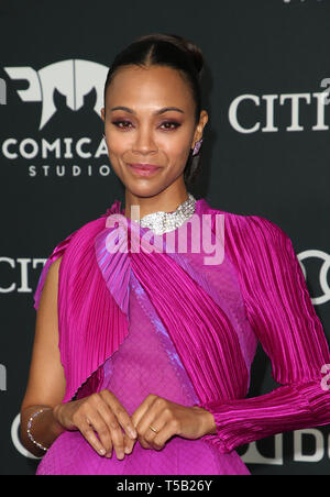 Los Angeles, Ca, USA. 22nd Apr, 2019. Zoe Saldana, at the world premiere of Marvel Studios' Avengers: Endgame at the Los Angeles Convention Center in Los Angeles, California on April 22, 2019. Credit: Faye Sadou/Media Punch/Alamy Live News Stock Photo