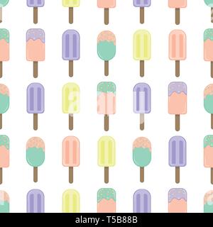 Vector repeat seamless pattern. Pastel color ice creams. Summer surface pattern. Stock Vector