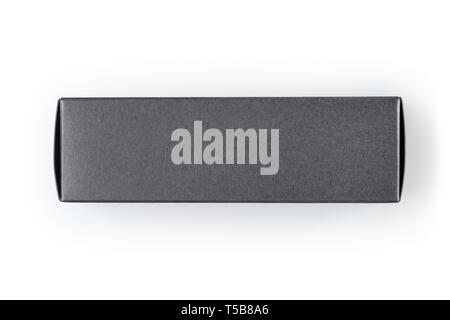 Black cardboard box top view. Isolated on white, clipping path included Stock Photo
