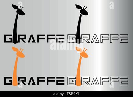 minimalist inscription with the letter i a giraffe for logos or prints Stock Vector