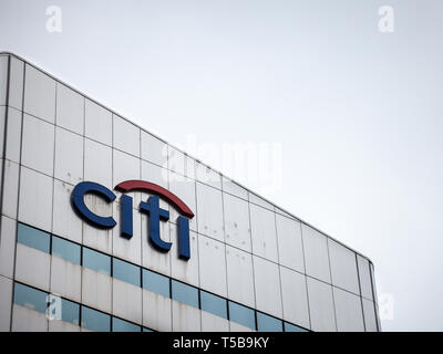 TORONTO CANADA - NOVEMBER 13, 2018: Logo of Citigroup on their main office in Toronto, Ontario, Quebec. Also called Citi, or Citibank, it is an Americ Stock Photo