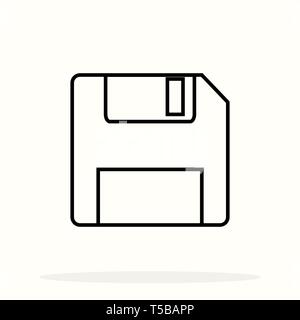 Disket line vector icon on white backround. eps10 Stock Vector