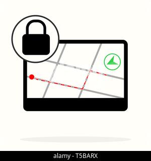 Location, locked, vector icon. gps navigation lock. Can be used for web and mobile. Navigation and map vector icon eps10 Stock Vector